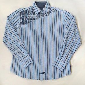 English Laundry Blue and Yellow Embroidered Shirt